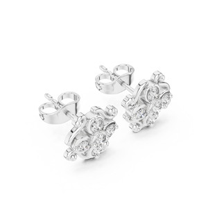 Luxury <b>Silver</b> Vintage Lab Grown Diamond IGI Certified <b>Stud</b> Earrings for Women's Wedding & Engagement Fine Jewelry - Product Image 2