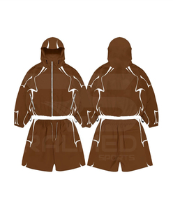 2026 Trending Yellow Hooded <b>Tracksuit</b> 2 Piece Zipper Jacket Shorts Quick Dry Summer Wear Streetwear Loose Fit <b>Tracksuit</b> - Product Image 4