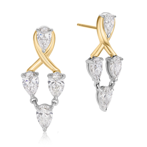 Boucles d'oreilles pendantes en diamant taille poire, plaqué or 10 carats, géométriques, classiques, bijoux de mariage pour femmes - Product Image 1