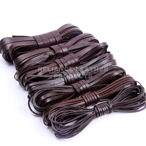 4mm Dark Brown Shine Flat <b>Leather</b> Cord Full Grain <b>Leather</b> Strap for <b>Bracelet</b> Necklace Making - Product Image 3