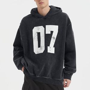 Oversized Acid Wash Hoodie Vintage Unisex Faded Hooded Sweatshirt Custom Logo Streetwear - Product Image 3
