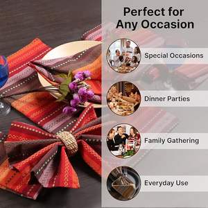 Serviettes de table modernes faites à la main pour Noël, en tissu de coton à carreaux multicolores, lavables et réutilisables, imprimées pour la décoration de table - Product Image 4