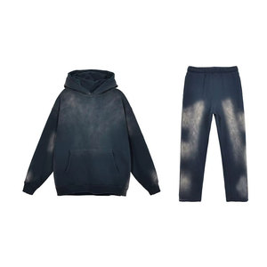 Conjunto Deportivo Informal de Invierno para Hombre, Corte Regular, con Capucha, Efecto Desgastado, Forro Polar Ligero, 100% Algodón, para un Estilo Urbano Diario - Product Image 1