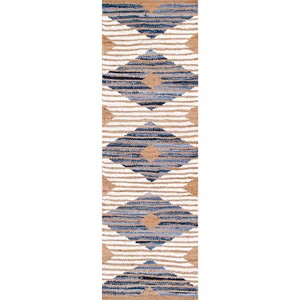 Geometric Pattern Wool Acrylic Hallway Rug Bohemian Style Flat Weave Non Slip Rubber Backing <b>Thin</b> Pile - Product Image 4