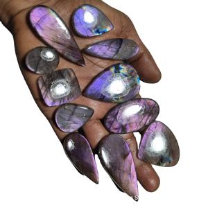 Lot de cabochons en quartz violet naturel poli et lisse pour la fabrication de bijoux - Product Image 3