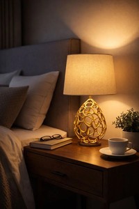 Lámpara de Mesa Moderna Dorada, Lámpara de Mesa Decorativa, Lámpara de Diseño, Lámpara de Mesa Contemporánea, Lámpara de Mesa de Acento - Product Image 4