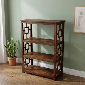 <b>Modern</b> Asian Style Wood Etagere <b>Shelf</b> 3 Tier Open Storage Bookcase Living Room Home Furniture Durable Backless Design - Product Image 3