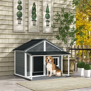 Cuccia in Legno Stile Cabina Autunnale per Cani di Taglia Media/Grande, Grigia, Capacità di Carico 24 kg - Product Image 2