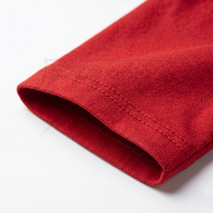T-shirt en coton rouge uni à col rond et manches courtes pour homme, coupe classique, décontracté, en jersey tricoté, teinture unie, design vierge - Product Image 5