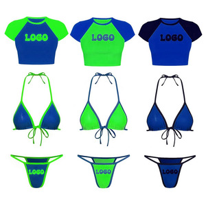 Bikinis de Color Personalizado, Trajes de Baño Bordados, Trajes de Baño Sexys para Mujer, Conjunto de Bikini de Dos Piezas con Sublimación, Bikini Triangular Micro Sexy al por Mayor - Product Image 2