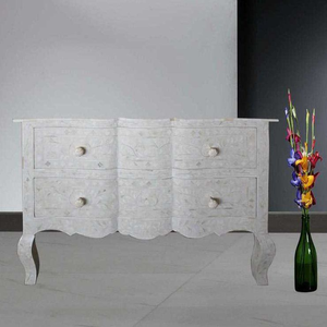 Table console en os incrusté, style traditionnel, motif floral, pour chambre, salon, appartement, hôtels, d'inspiration marocaine - Product Image 6