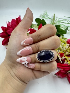 Natural Amethyst 925 Silver Plated Oval Trendy <b>Boho</b> Style Unisex Wedding Engagement Gift Fashion Jewelry Purple Gemstone <b>Ring</b> - Product Image 2
