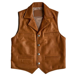 Good Quality 100% Leather Made New Design Fashionable Leather Vest Reasonable Price Men Clothing Leather Vest Leather Vest - Product Image 1