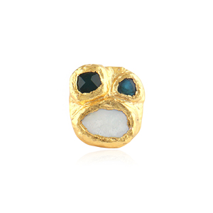 Exclusive design natural mother of pearl labradorite green onyx <b>adjustable</b> <b>ring</b> solid brass 18k gold plated bold fashion <b>rings</b> - Product Image 1