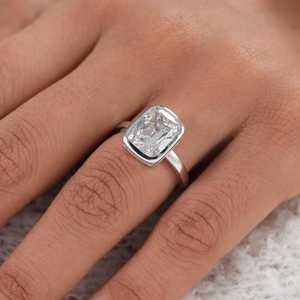 Classic Cushion Cut 3Ct Moissanite Solitaire Ring 925 Sterling Silver Rhodium Plated Father Wishes Gift For Birthday Anniversary - Product Image 5