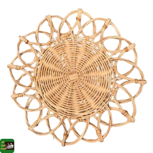 Rattan Flower-shaped <b>placemat</b> Woven Natural Rattan Decor Mat for Dining Table Party Wedding Banquet Vietnam for Banquet Decor - Product Image 2