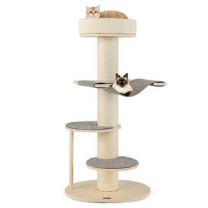 Torre per Gatti Minimalista con Struttura Beige e Cuscinetti Antiscivolo - Product Image 2