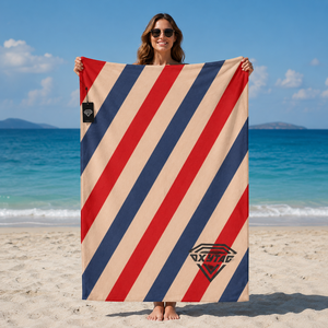 Toalla de Playa de Microfibra a Rayas con Logotipo Personalizado, Secado Rápido, Antiarena, Toalla de Baño Grande, Fabricante Mayorista, Funda para Silla de Piscina - Product Image 2