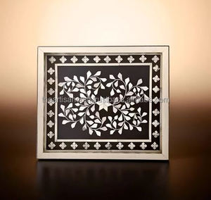 Bandeja de Servir Cuadrada de Madera MDF con Incrustaciones de Hueso y Diseño Floral, Hecha a Mano, Duradera, Moderna, de Tamaño Personalizado para Cocina y Hogar - Product Image 2