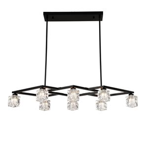 Lustre industriel en métal moderne à 8 lumières Luminaire de cuisine en cristal noir mat 8 * Ampoules G9 pour salon d'entrée de ferme - Product Image 1