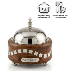 Olla de lujo moderna y duradera de madera con incrustaciones de nácar imperial, cazuela aislada de acero inoxidable premium, plato para calentar, grande - Product Image 4