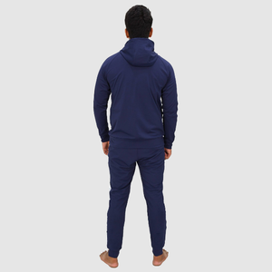 Survêtement à capuche pour homme, bleu marine, veste zippée avec poches latérales et pantalon assorti, style décontracté, automne - Product Image 4
