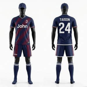 Tenue de football pour hommes en tissu interlock polyester premium 160 GSM, avec panneaux géométriques dégradés et logo personnalisé par sublimation - Product Image 2