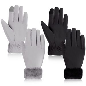 Guantes de PU Impermeables y Resistentes al Viento para Invierno con Forro de Piel Sintética en Negro y Gris para Esquí y Uso Doméstico, Calentadores de Manos Resistentes al Frío - Product Image 3