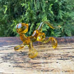 Figura de Gato de Vidrio Soplado a Mano, Escultura de Animal en Color Ámbar Amarillo, Decoración Artesanal - Product Image 5