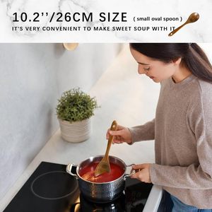 Cuillères en bois pour la cuisine, ensemble d'ustensiles de cuisine antiadhésifs avec 10 spatules et cuillères en bois d'acacia pour la cuisine - Product Image 2