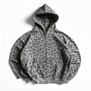 Women <b>Leopard</b> <b>Print</b> Zip Up <b>Hoodie</b> Stylish Casual Long Sleeve Hooded Sweatshirt Wholesale Fashion Winter Streetwear - Product Image 4