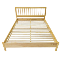 Base de Cama Moderna de Madera Maciza Furaka OEM, Cómoda y Duradera, Tamaño Individual, Ensamblable, Cabecera con Diseño de Espiga en Color Natural
