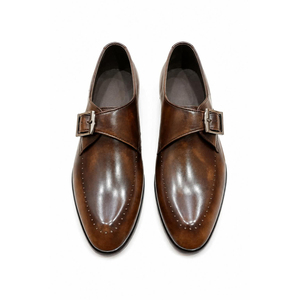 Chaussures habillées britanniques en cuir pleine fleur faites à la main, personnalisables, à bout pointu, avec boucle simple, anti-perforation et antidérapantes, pour l'automne - Product Image 2