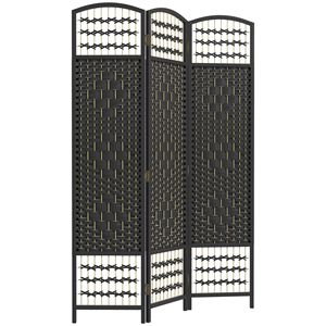 "Traditional Black Wave Fiber 3 Panel <b>Folding</b> Room Divider for Home Office Privacy <b>Screen</b> (Translucent)" - Product Image 1