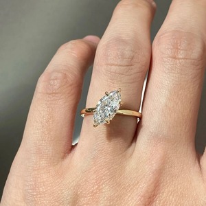 Anillo de Compromiso con Diamante Cultivado en Laboratorio, Corte Marquise, 3 CT, Certificado IGI, Anillo Solitario Marquise, Oro - Product Image 6
