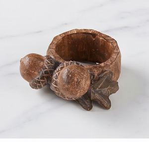 Anillo para servilletas de madera artesanal con forma de bellota, estilo rústico, ecológico, decoración de mesa para el hogar y fiestas. - Product Image 1