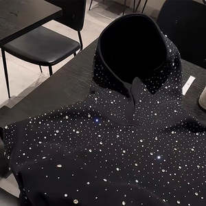 Sudadera con Capucha Negra para Hombre, Estampado de Puntos, Estilo Casual, Tejido de Poliéster, Ropa Urbana de Otoño - Product Image 5