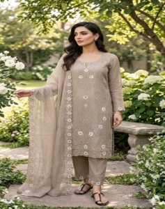 2026 O-Neck Solid Woven Currency Silk Cute 3-Piece Knee-Length <b>Work</b> Kurti Plazzo Dupatta Full Sleeves Waist Elastic <b>Belt</b> - Product Image 1