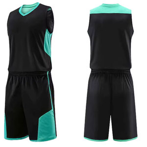 Top Quality Men's Black and Teal Basketball Jersey <b>Set</b> <b>V</b>-Neck Sleeveless Moisture Wicking Athletic Wear All Seasons Youth <b>Set</b> - Product Image 3