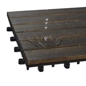 30 PCS <b>Interlocking</b> Deck <b>Tiles</b> Striped Pattern 12\" X 12\" Dark Brown Square Acacia Hardwood Outdoor <b>Flooring</b> for Patio Smooth - Product Image 6