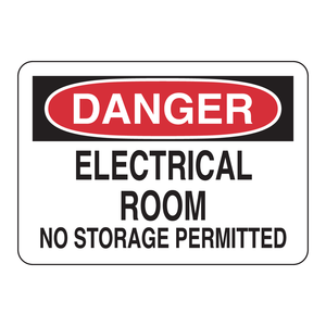 Panneau de signalisation de sécurité en aluminium Brady DANGER, salle électrique, interdiction de stockage, 7x10 pouces - Product Image 1