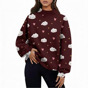 Sudadera Cuello Alto para Mujer, Transpirable y Cálida, de Algodón, Material Duradero para Uso Diario, OEM ODM - Product Image 2