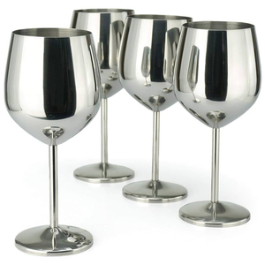 Gobelets à vin de luxe classiques haut de gamme en acier inoxydable, base en laiton de haute qualité, verre à vin à long pied pour bar et restaurant - Product Image 5