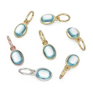 Pendentif en or massif 14 carats fait main avec cabochon ovale en aquamarine bleue / Bijou en or jaune massif 14 carats avec pierre précieuse bleue - Product Image 2