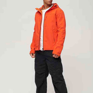 Chaqueta Acolchada con Capucha para Hombre, Color Naranja, Cierre de Cremallera, Resistente al Viento, Estilo Casual para Otoño, Corte Ajustado, Chaqueta Cortavientos de Poliéster, Chaqueta Softshell - Product Image 2