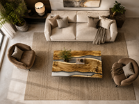 Table basse contemporaine en bois et résine époxy, rectangulaire, écologique, durable, épaisseur 35 mm, moulage en résine, décoration intérieure moderne