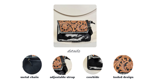 Factory Direct 2025 sac à main en cuir de vachette véritable usiné à la main avec design floral et sangle réglable pour les femmes - Product Image 4