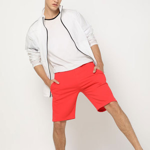 Shorts Bermuda en Coton Rouge pour Homme, Taille Mi-Haute, Fermeture Élastique, Style Décontracté avec Poches, Tissu Tricoté Respirant - Product Image 2