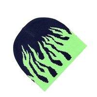 Gorro Unisex de Punto Jacquard con Estampado Digital de Llamas, 100% Acrílico, Cálido, Informal, para Esquí, Viajes y Actividades al Aire Libre