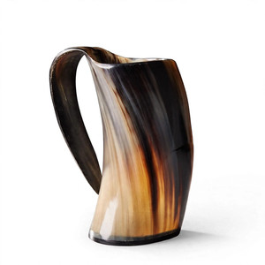 Taza de Cuerno de Búfalo Natural con Grabado de Barco Vikingo Hecho a Mano, Estilo Medieval Vintage, Taza Decorativa para Regalo - Product Image 2